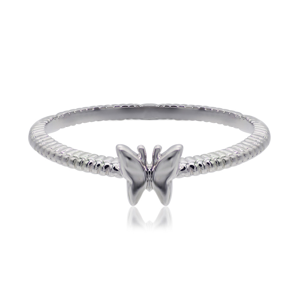 Polished Butterfly Texture Band Ring